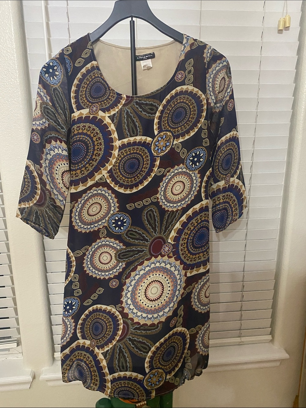 Vintage Cantata Earth Tone Multi-Medallion 70’s Style Dress Size Medium